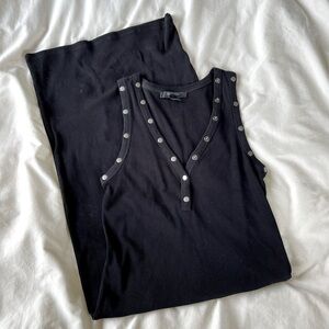 Black AllSaints Ava midi dress with snap trim large